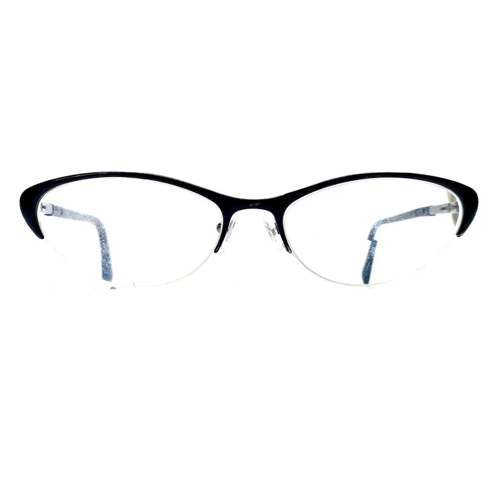 Prada Black Black Silver Retro Half Rim Cat Eye Glasses Italy VPR54 53 17 130